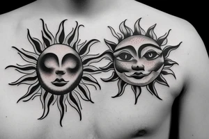 Realistic image of the Sun tattoo idea