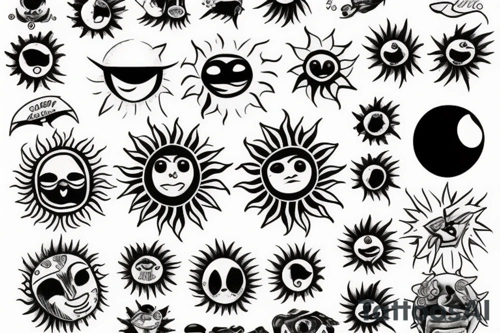 Realistic image of the Sun tattoo idea