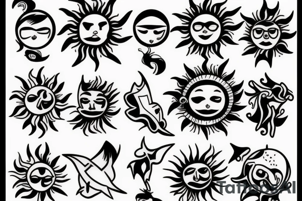 Realistic image of the Sun tattoo idea