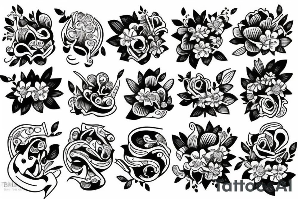 flowers happy tattoo idea