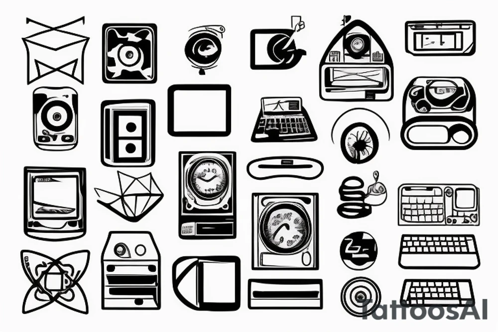 simple computer processor tattoo idea