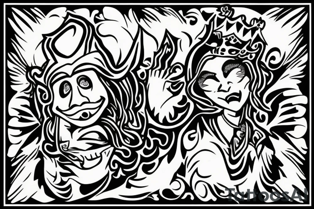 The jester walks off a cliff tattoo idea