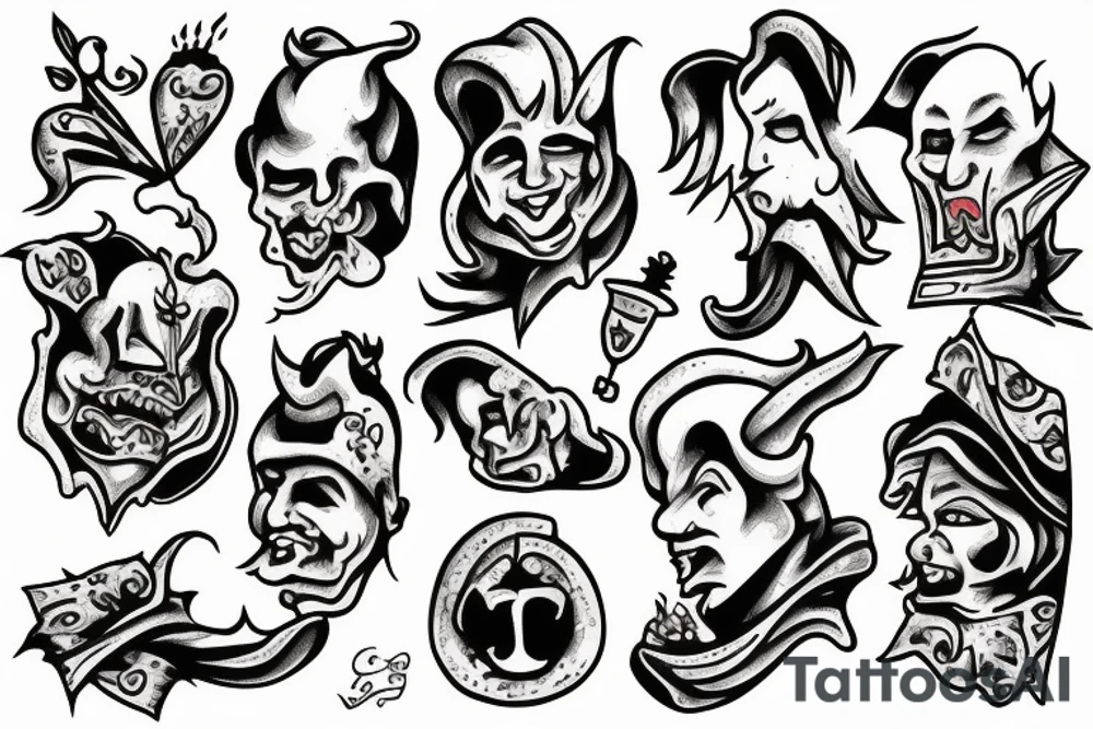 The jester walks off a cliff tattoo idea