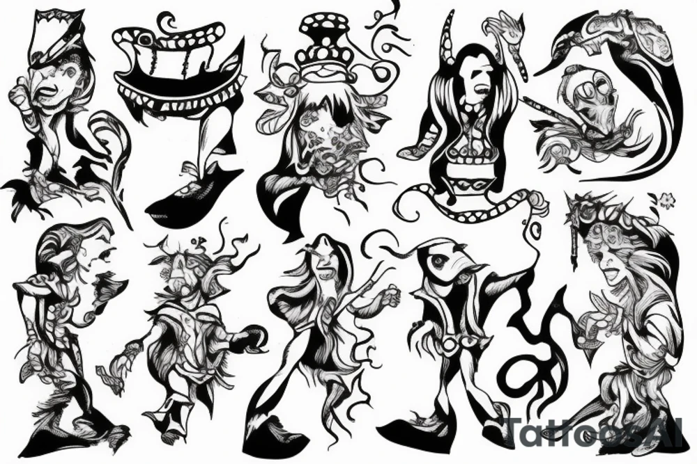 The jester walks off a cliff tattoo idea