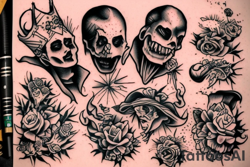 The jester walks off a cliff tattoo idea