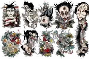 The jester stands on one leg in front of a cliff tattoo idea