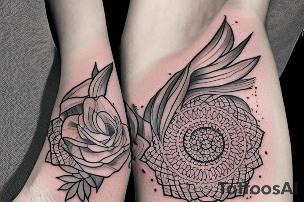 Человек в одежде шута стоит перед обрывом, за ним бежит собака tattoo idea
