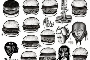 Brain is a burger , heart is a bitter buffalo tattoo idea