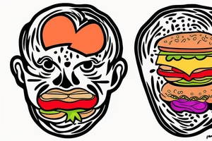 Brain is a burger , heart is a bitter buffalo tattoo idea