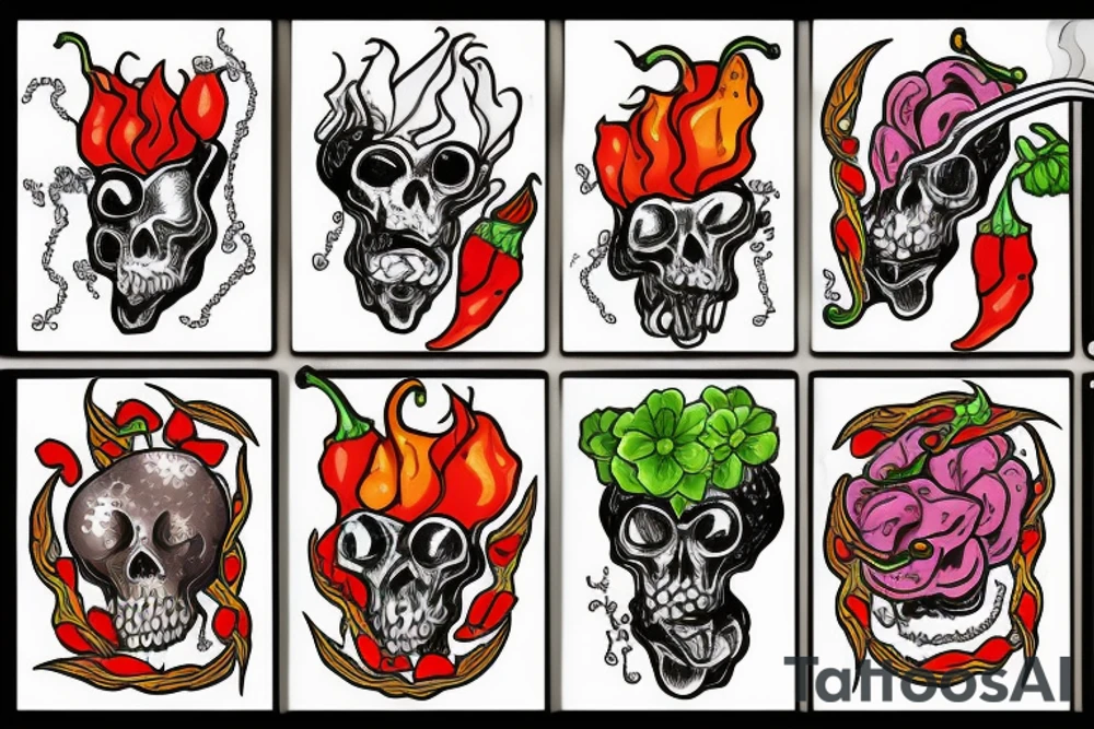 A ghost pepper smoking weed tattoo idea