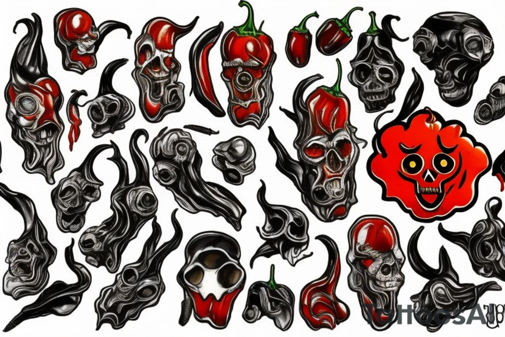 A ghost pepper smoking weed tattoo idea