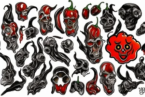 A ghost pepper smoking weed tattoo idea