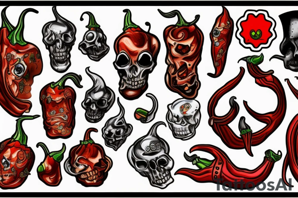A ghost pepper smoking weed tattoo idea