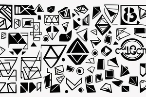 a black rectangle that has white geometric figures inside and that the contours are blurred tattoo idea