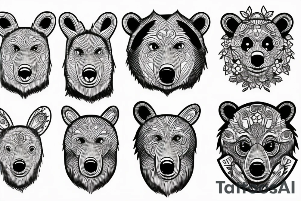 bear forest all hand tattoo idea
