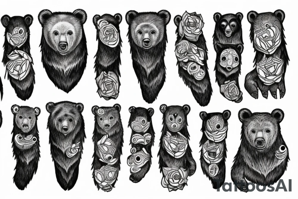 bear forest all hand tattoo idea