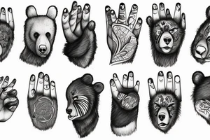 bear forest all hand tattoo idea