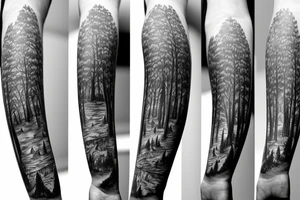 bear forest all hand tattoo idea
