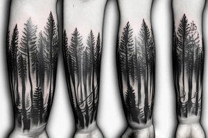 bear house fire forest full hand tattoo idea