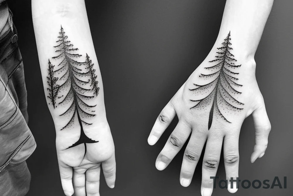 bear house fire forest full hand tattoo idea