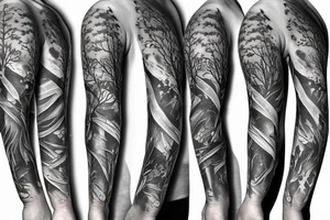 bear house fire forest full sleeve tattoo tattoo idea