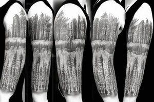 bear house fire forest full sleeve tattoo tattoo idea