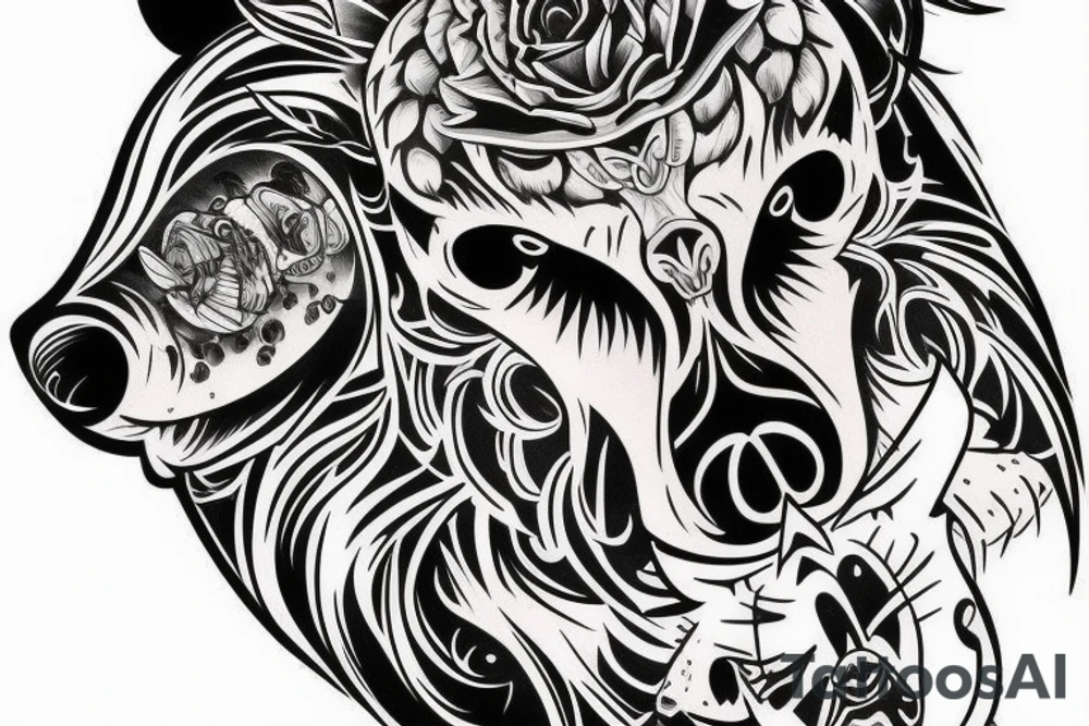 angry bear ffull sleeve tattoo tattoo idea