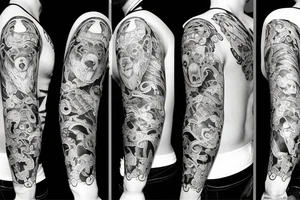 angry bear ffull sleeve tattoo tattoo idea
