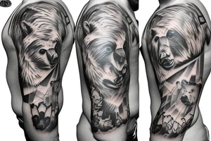 angry bear ffull sleeve tattoo tattoo idea