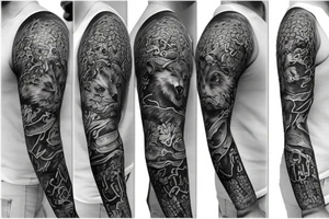 angry bear ffull sleeve tattoo tattoo idea