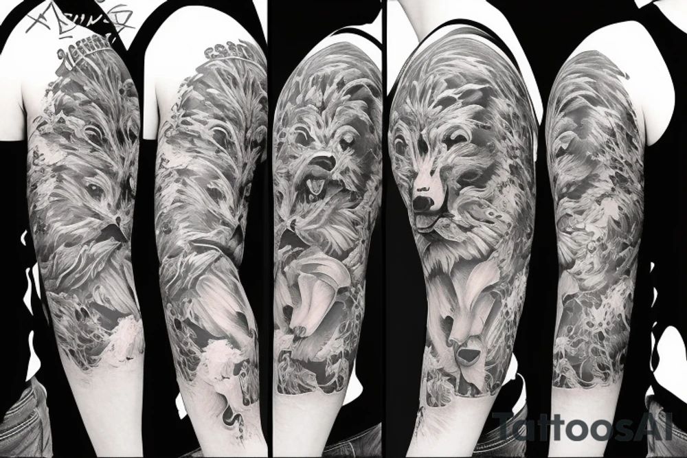 angry bear ffull sleeve tattoo tattoo idea