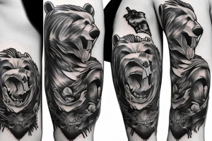 angry bear ffull sleeve tattoo tattoo idea