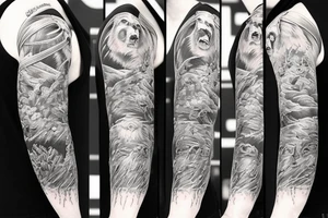 angry bear full sleeve tattoo tattoo idea