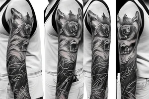 angry bear full sleeve tattoo tattoo idea