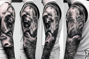 angry bear full sleeve tattoo tattoo idea