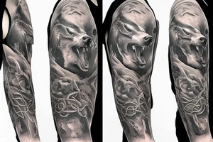 angry bear full sleeve tattoo tattoo idea