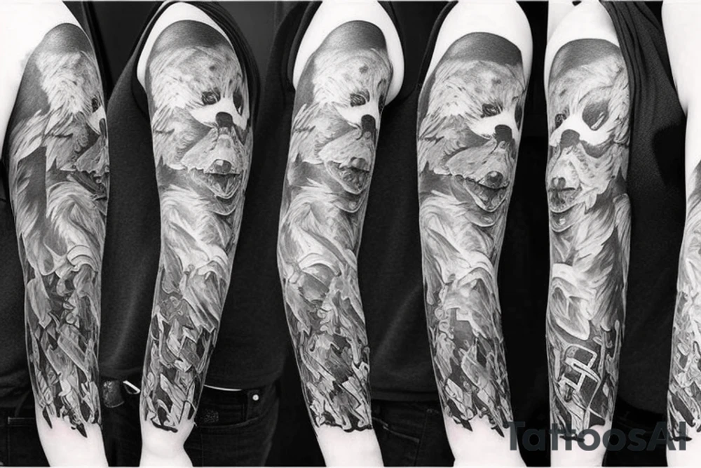 angry bear full sleeve tattoo tattoo idea