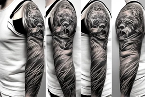 angry bear full sleeve tattoo tattoo idea