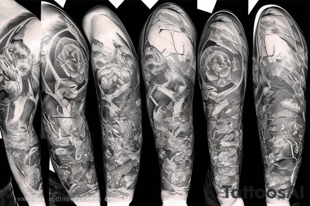 angry bear full sleeve tattoo tattoo idea