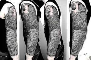 angry bear full sleeve tattoo tattoo idea