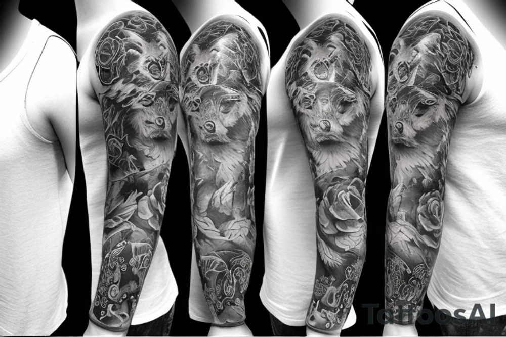 angry bear full sleeve tattoo tattoo idea