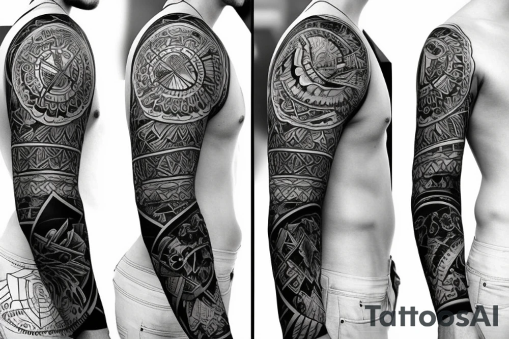 angry bear full sleeve tattoo tattoo idea