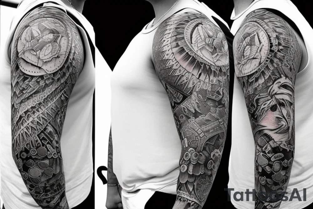 angry bear full sleeve tattoo tattoo idea