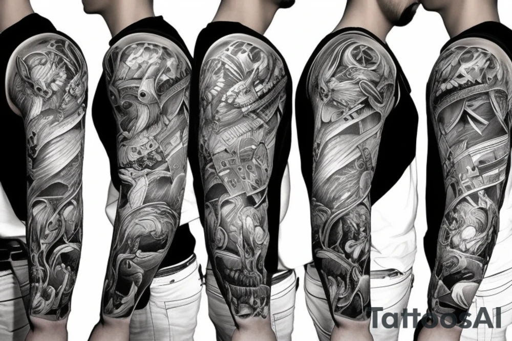 angry bear full sleeve tattoo tattoo idea