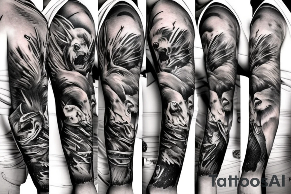 angry bear full sleeve tattoo tattoo idea