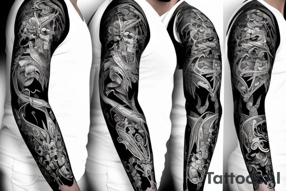 angry bear full sleeve tattoo tattoo idea