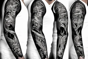 angry bear full sleeve tattoo tattoo idea