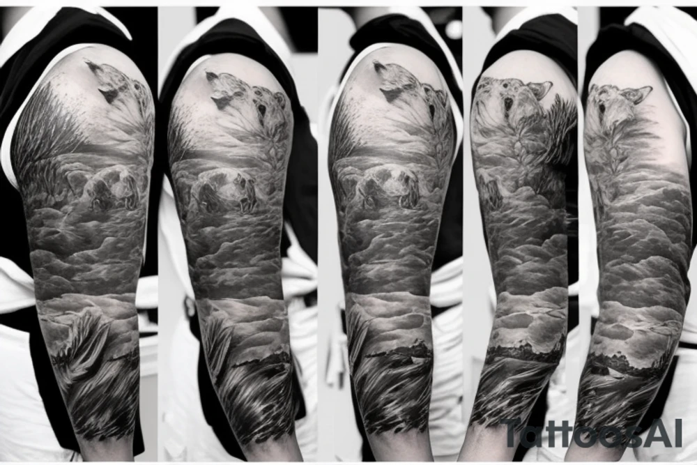 angry bear full sleeve tattoo tattoo idea