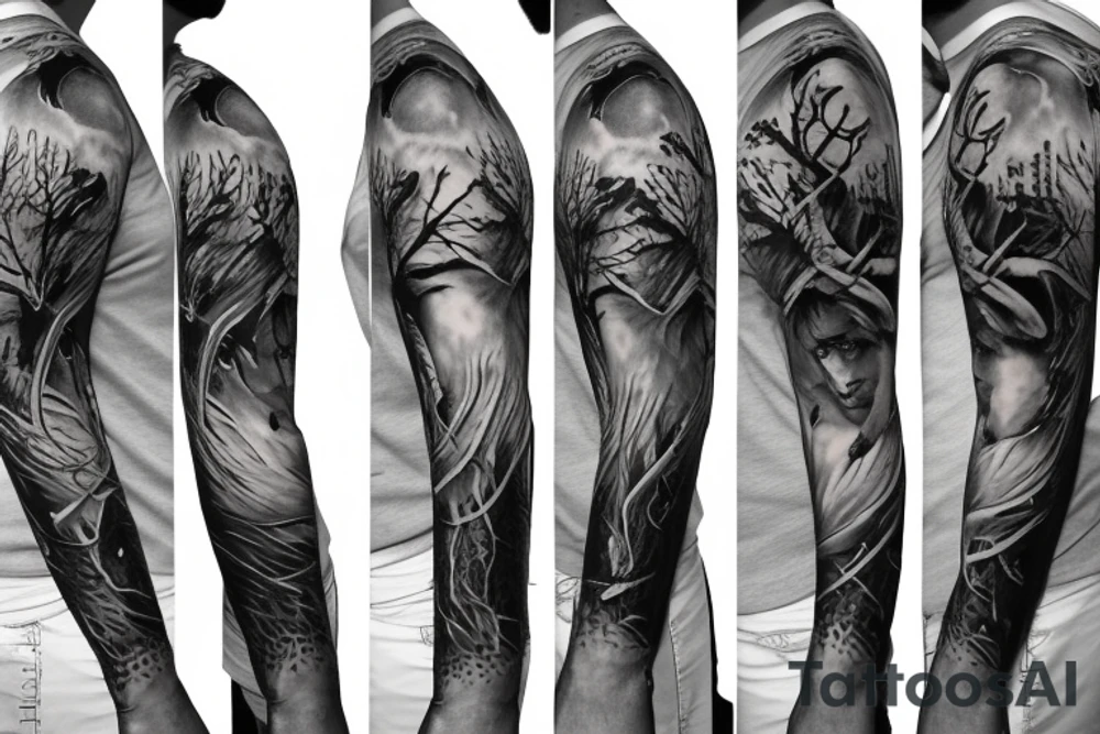 angry bear full sleeve tattoo tattoo idea