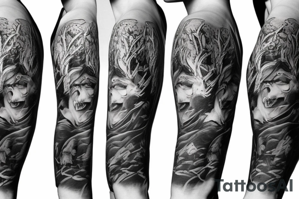 angry bear full sleeve tattoo tattoo idea
